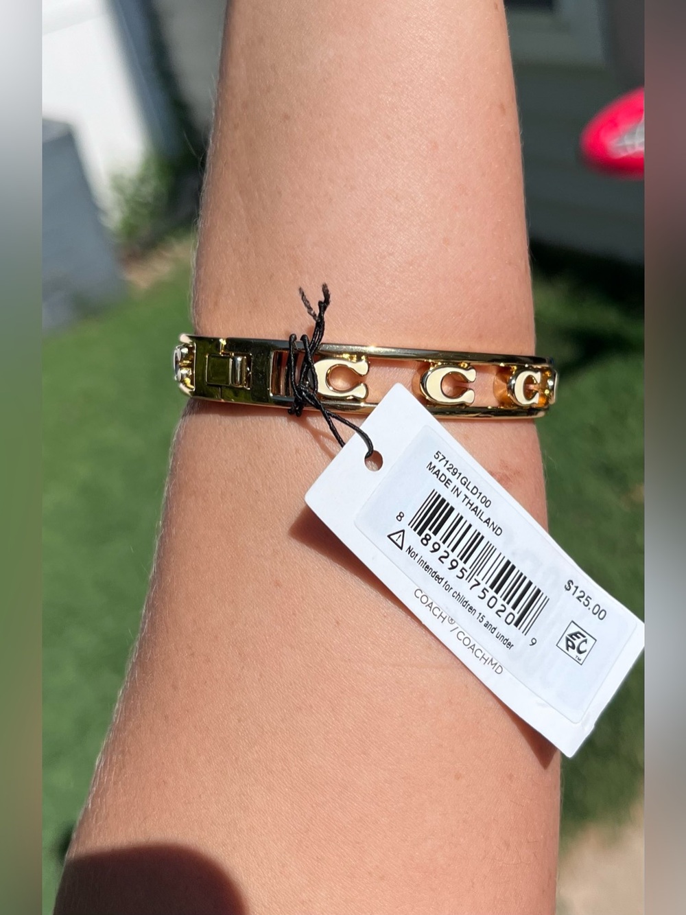 Coach Logo Signature C Open Enamel Hinge Bracelet Bangle White Gold - Picture 6 of 8
